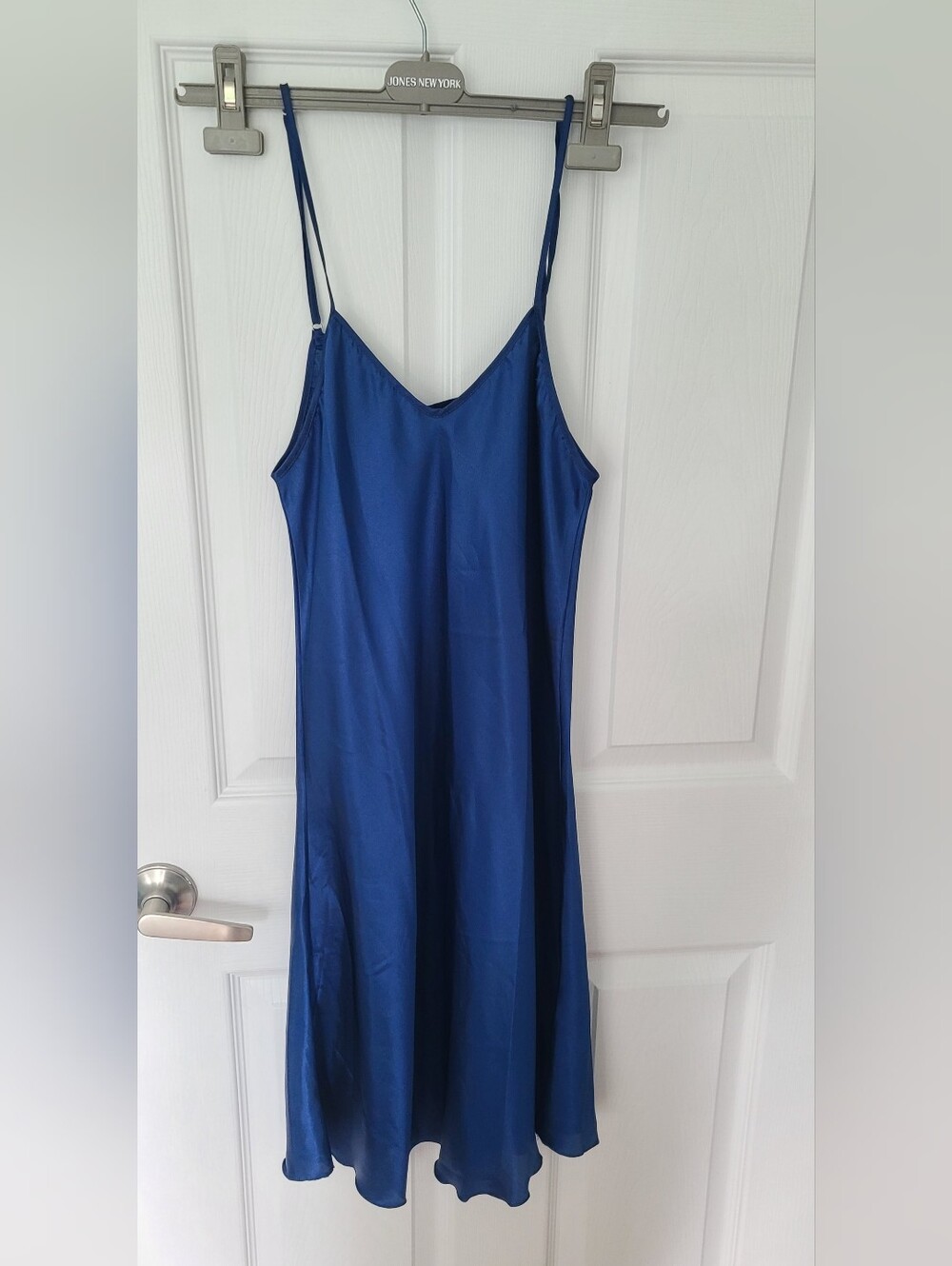 Elegant Blue Satin Slip Dress